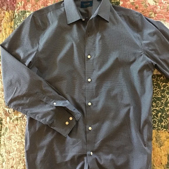 Fairlane long sleeve shirt navy blue polka dot - Picture 1 of 3